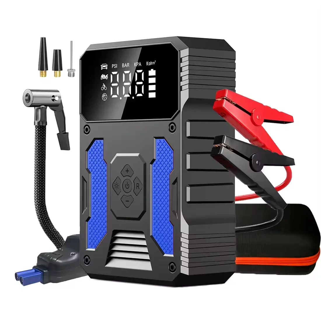 2024 New hot tire inflator portable car jump starter 12v power supply with air compressor with air pump