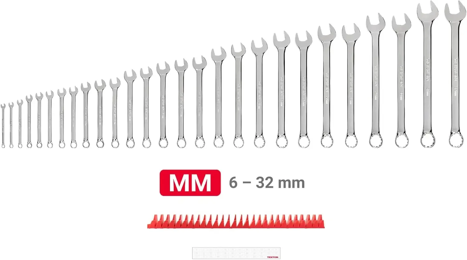 TEKTON Combination Wrench Set with Modular Wrench Organizer, 27-Piece (6-32 mm) | WCB95203