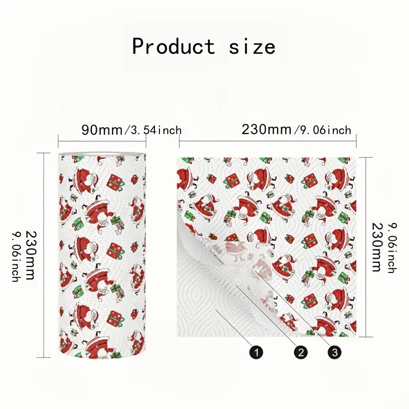 Creative Christmas Pattern Disposable Kitchen Cleaning Cloths Absorbent Oil Absorption Paper Towel Set for Holiday Home Decor