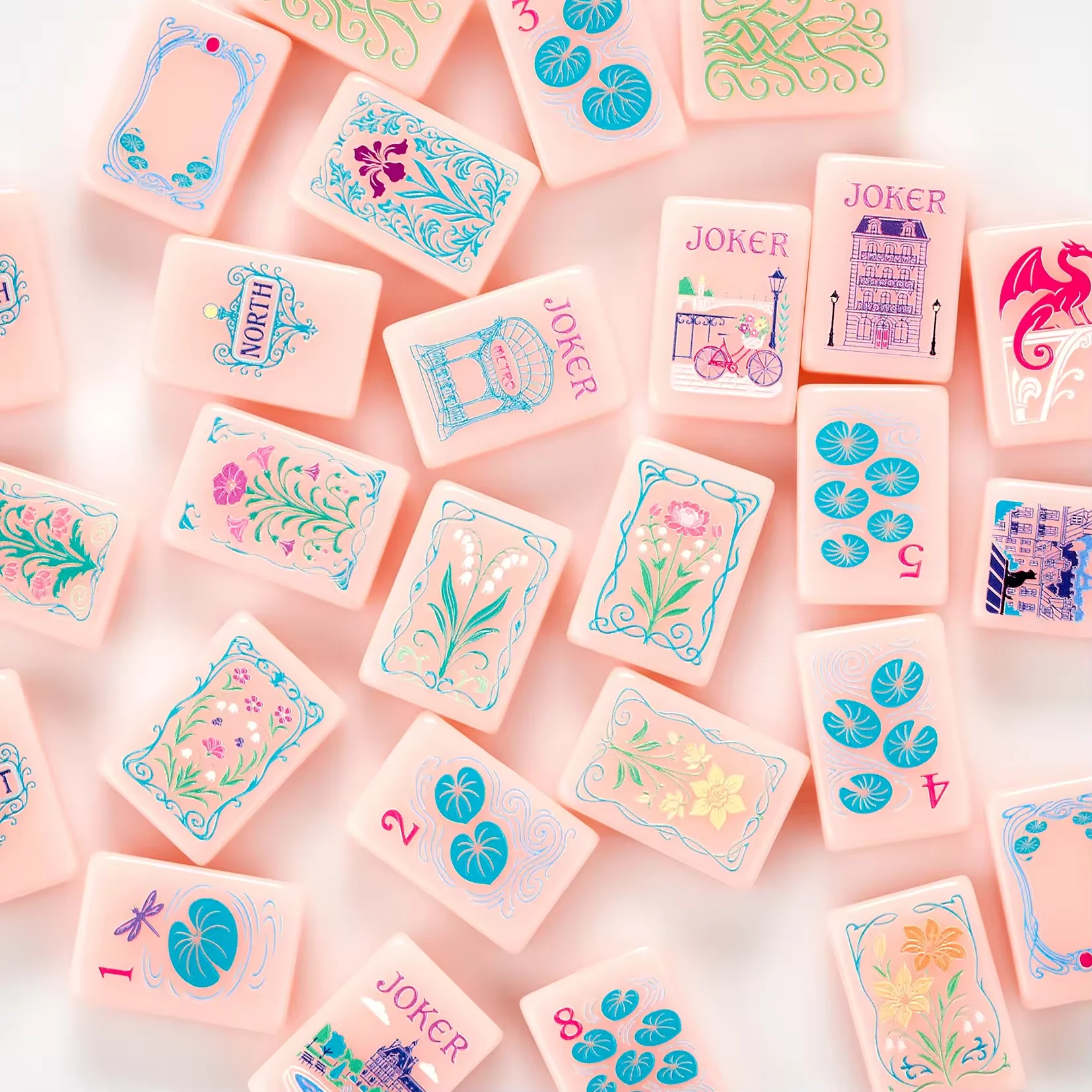Compact Portable Mahjong, American Style Travel Acrylic Mahjong Set, Lightweight Game for Adults Home Travel Play