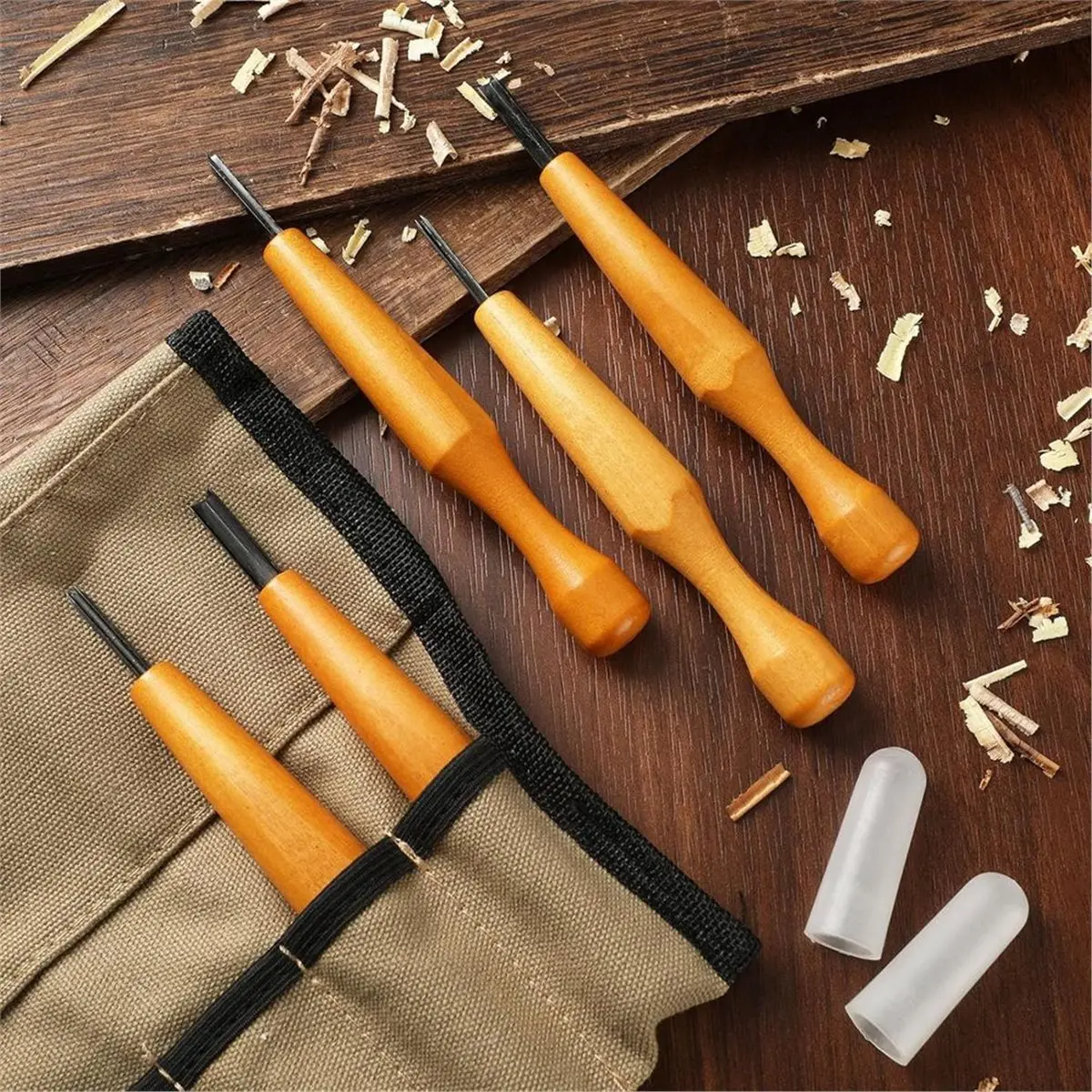 5 Pcs Carving Tools Set - Triangular Linoleum & Wood Carving Knifes Chisel V Shaped Tools for Linocut Printmaking