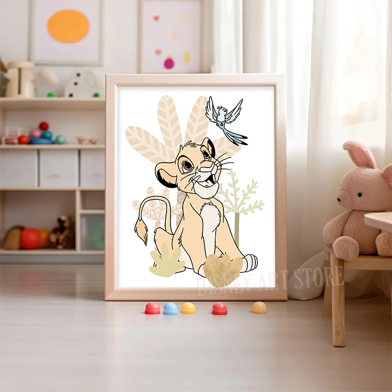 سيمبا والأصدقاء الفن يطبع الأسد الملك الملصقات الكلاسيكية الكرتون حائط لوح رسم صور الاستوائية ديكور غرفة الطفل