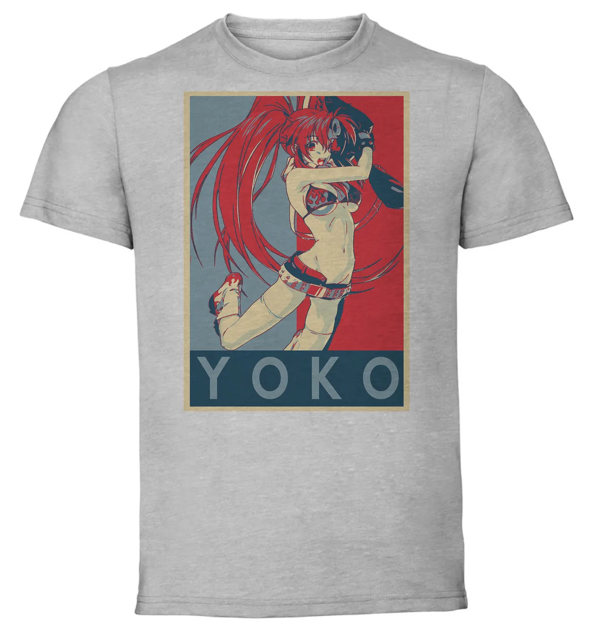 

Футболка унисекс серая пропагандистская Gurren Lagann Yoko вариант 6