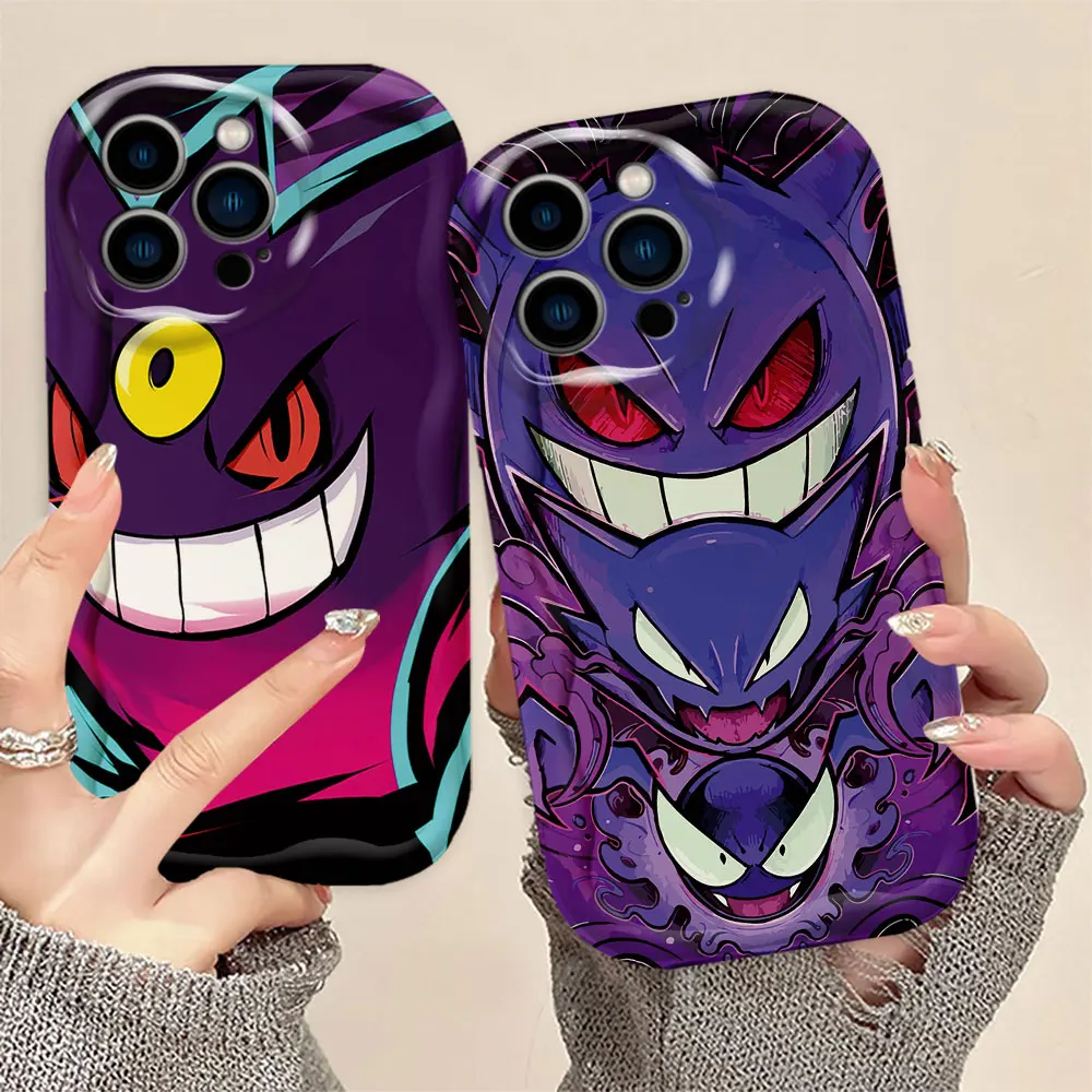 Anime P-Pikachu-G-Gengar 3D Wave Phone Case For OPPO F23 R15 R17 RENO 4 5 6 7 8 11 11F 12 12F FIND X3 LITE 4G Soft Silicone Case