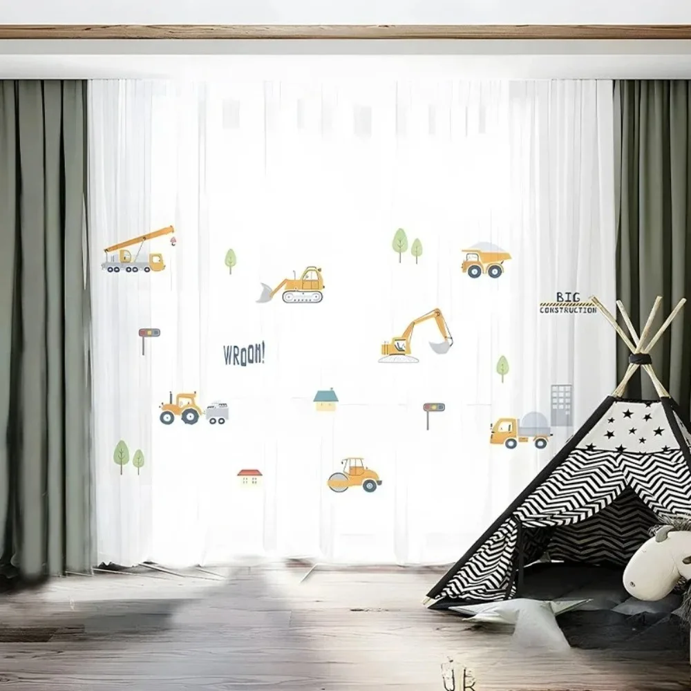 Thickened Chiffon Print Cartoon Curtains Boys and Girls Animal Cosmonaut Multiple Cartoon Patterns Kids Room Curtains Boy JD790
