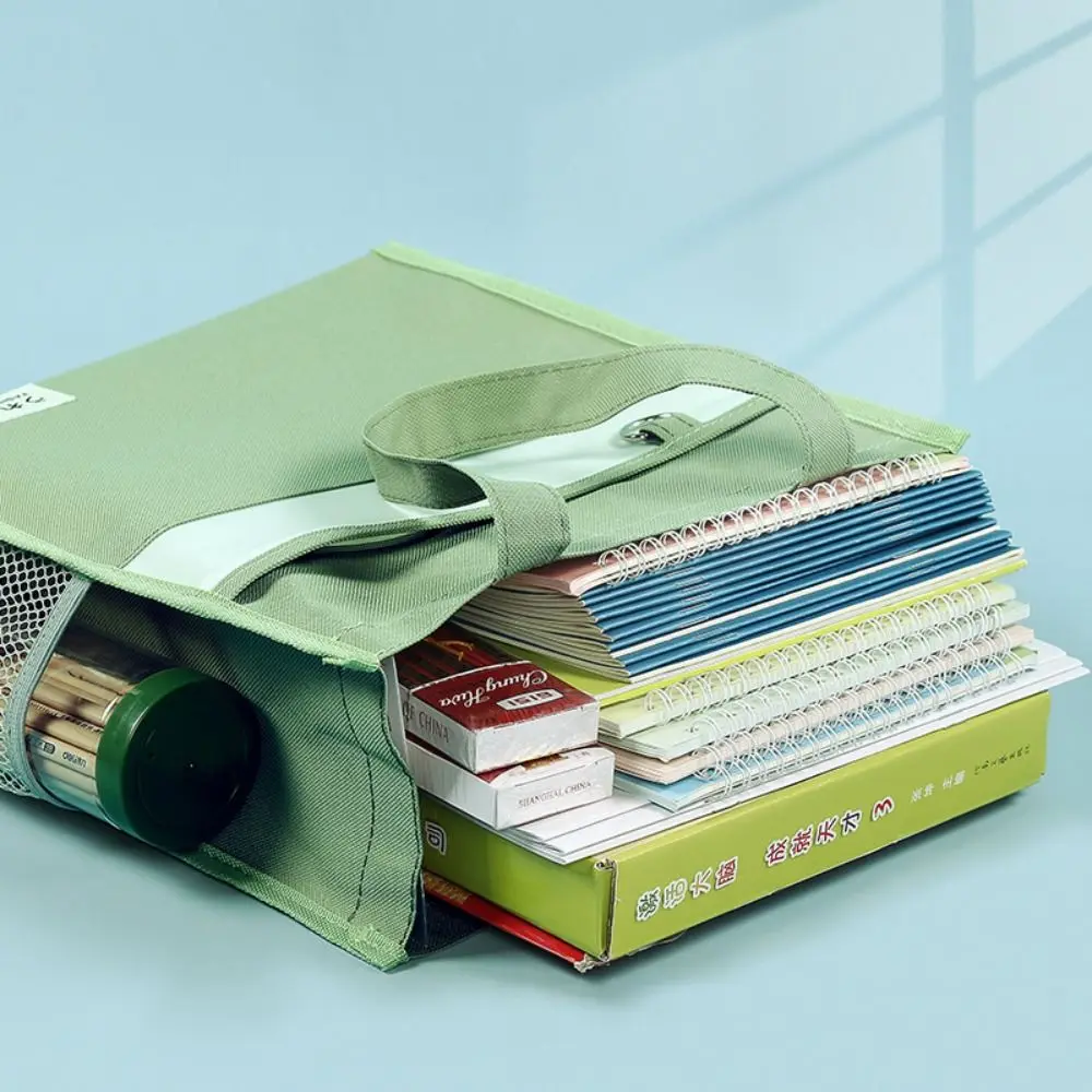 New Solid Color Tutoring Bag Multi Layer Portable File Bag Large Capacity Schoolbag Students