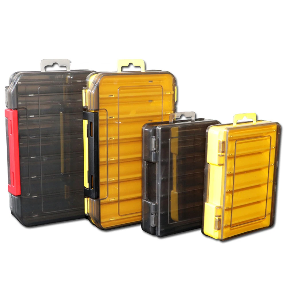 Fishing Box 12&14 Compartments Fishing Accessories Lure Hook Boxes Storage Double Sided High Strength Fishing Tackle Box dropshi