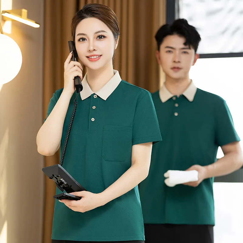 

Short Sleeve Cleaning Uniform for Hotel Room Cleaners, Summer Workwear for Property Management and Shopping Mall Sanitation, Uni