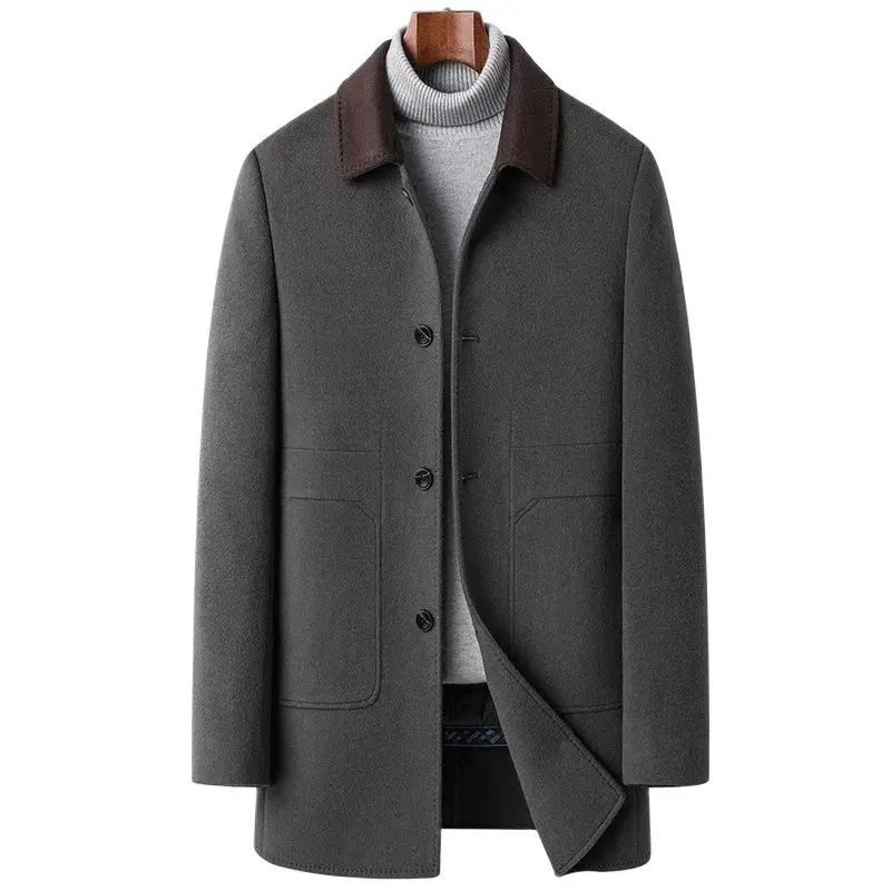 

BATMO 2023 Winter 100% Wool Trench Coat Men,Men's 80% White Duck Down Wool Jackets Thick Coat Men Overcoat YC316