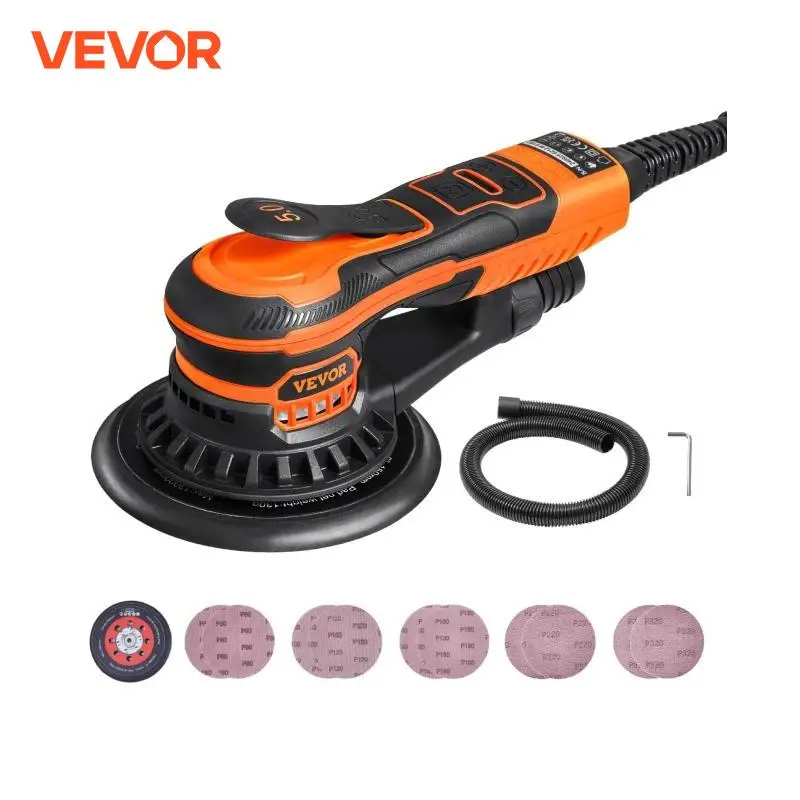 VEVOR Random Orbital Sander 350W Brushless 10000 PRM 6 Variable Speed Electric Orbital Sander for Woodworking Detailing Sanding