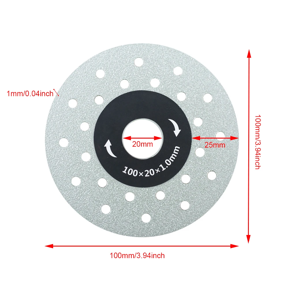 1-20PCS 4 นิ้วใบมีดตัดมีรูพรุนกว้างขึ้นเพชร Rock แผ่นตัด Slate ตัดล้อสําหรับหินเซรามิคเครื่องบดมุม