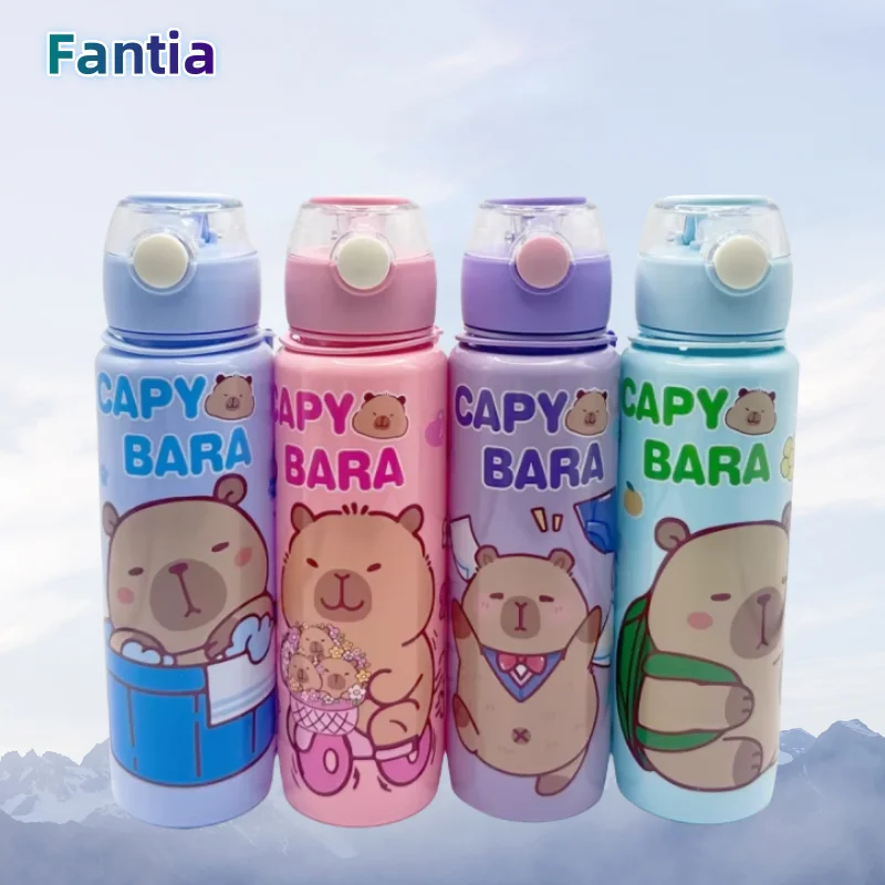 700ml Leak-Proof Durable Water Bottle Cute Capybara Water Cup with Carry Strap Portable for Sports Fitness BPA Free Perfect Gift