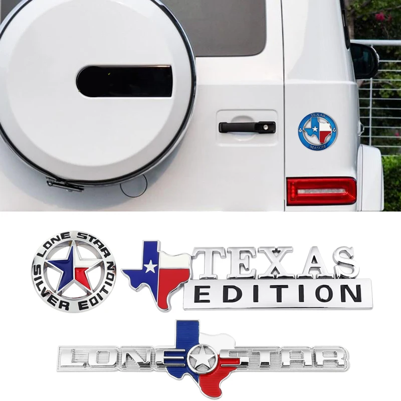3D Metal Lone Star Texas Edition Emblem Badge car stickers For Jeep Wrangler Liberty Grand Cherokee Patriot Renegade Compass