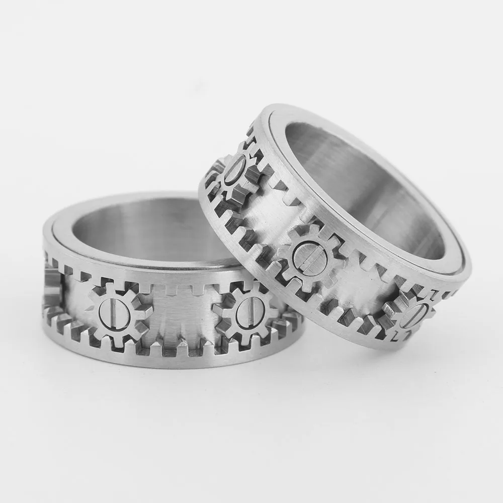Titanium Steel Gear Rotatable Ring For Men And Women, Good Luck, Personality, Anxiety And Stress Relief Bracelets