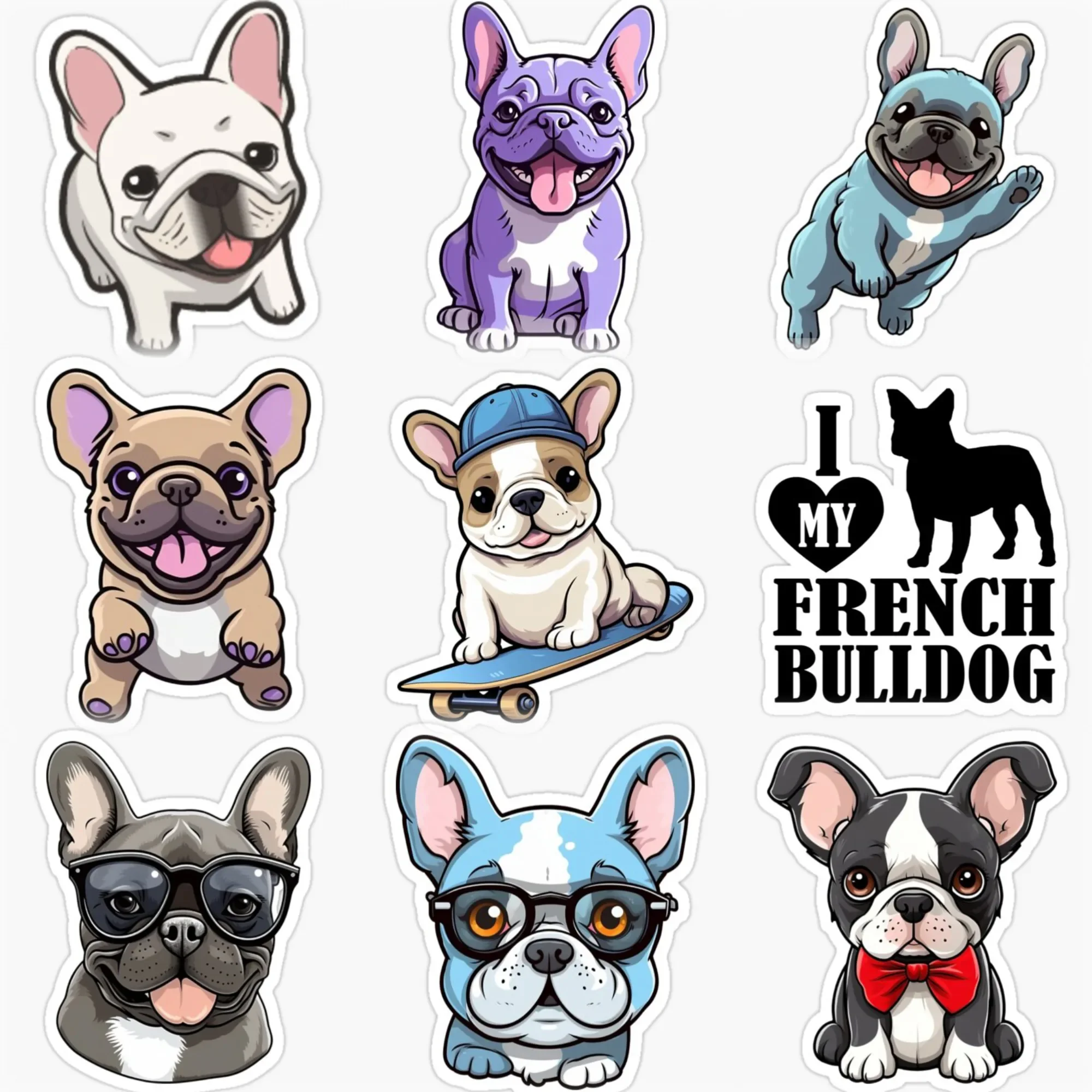 French Bulldog Cute Pets Creative Car Stickers for Car Motorcycle Window Helmet Bumper Wall Fridge Table Decal Customizable Size