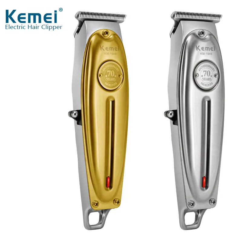 Kemei Professional Hair Clipper All Metal Men Electric Cordless Hair Trimmer 0mm Baldheaded T Blade Finish Haircut Machine 1949