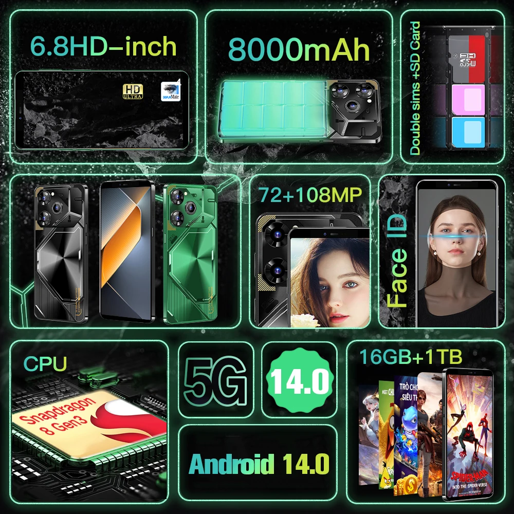 2025 حار جديد الوسادة Pova 6 Pro الكمبيوتر اللوحي 6.8 بوصة HD 4K أندرويد 14 16GB + 1 تيرا بايت 8000mAh بطارية 4G 5G المزدوج سيم بطاقة WiFi GPS Google Tab