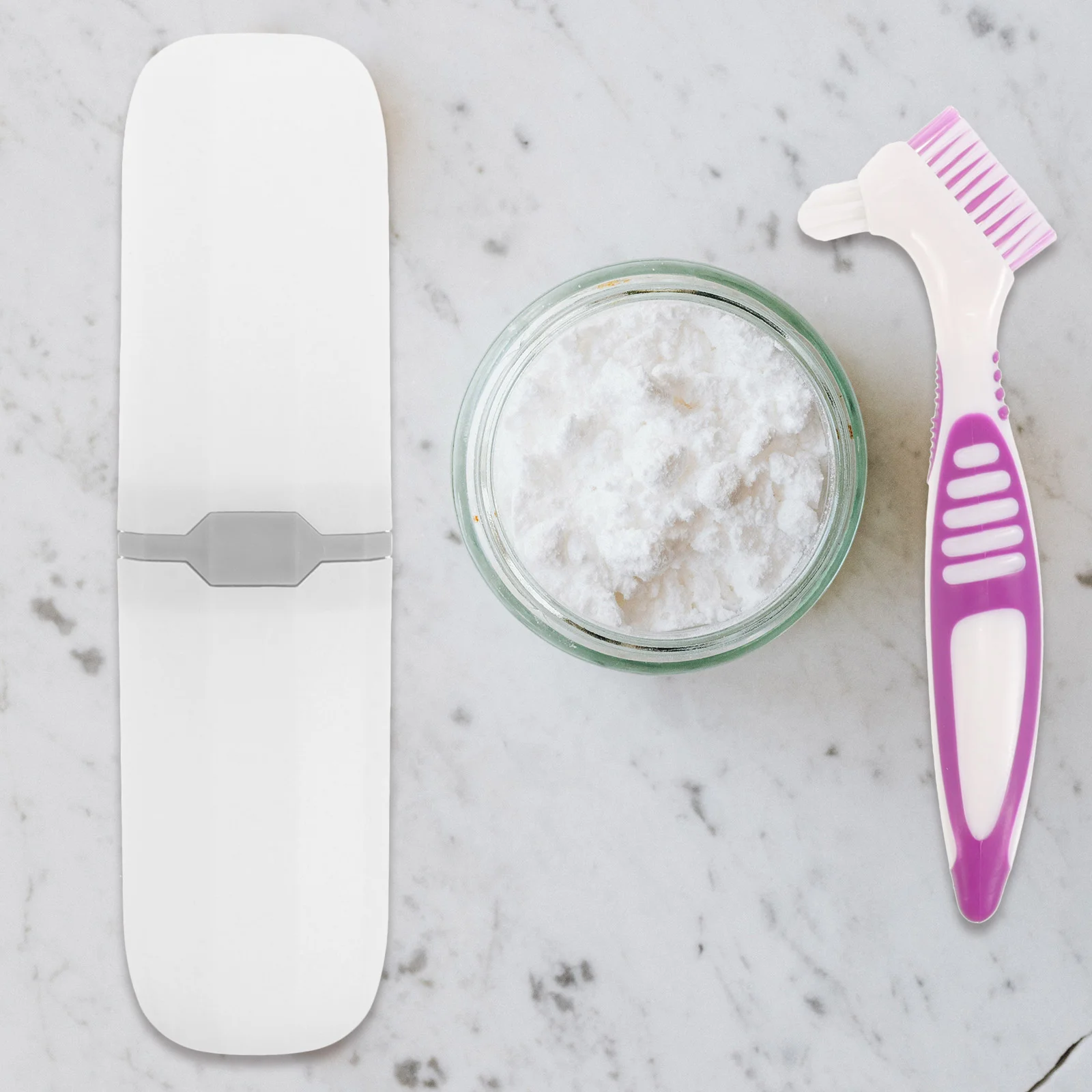 2 Sets Travel Portable Toothbrush and Storage Box Denture Assorted Toothpaste Partial Cleaner Holder