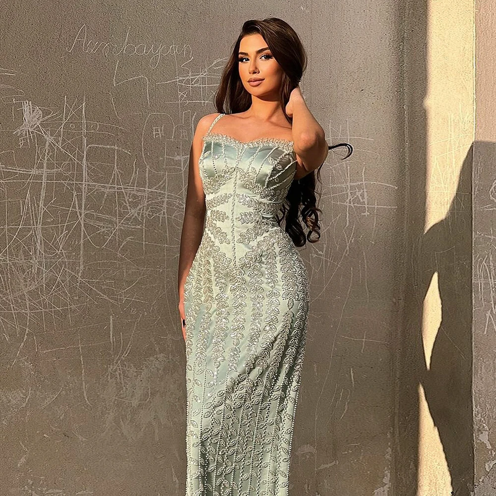 Sharon Said Luxuriöses Dubai Abendkleid mit Spaghettiträgern in Blau für Damen, Arabisches Kleid für Partys und besondere Anlässe, SS694, Maßanfertigung – Detail 15
