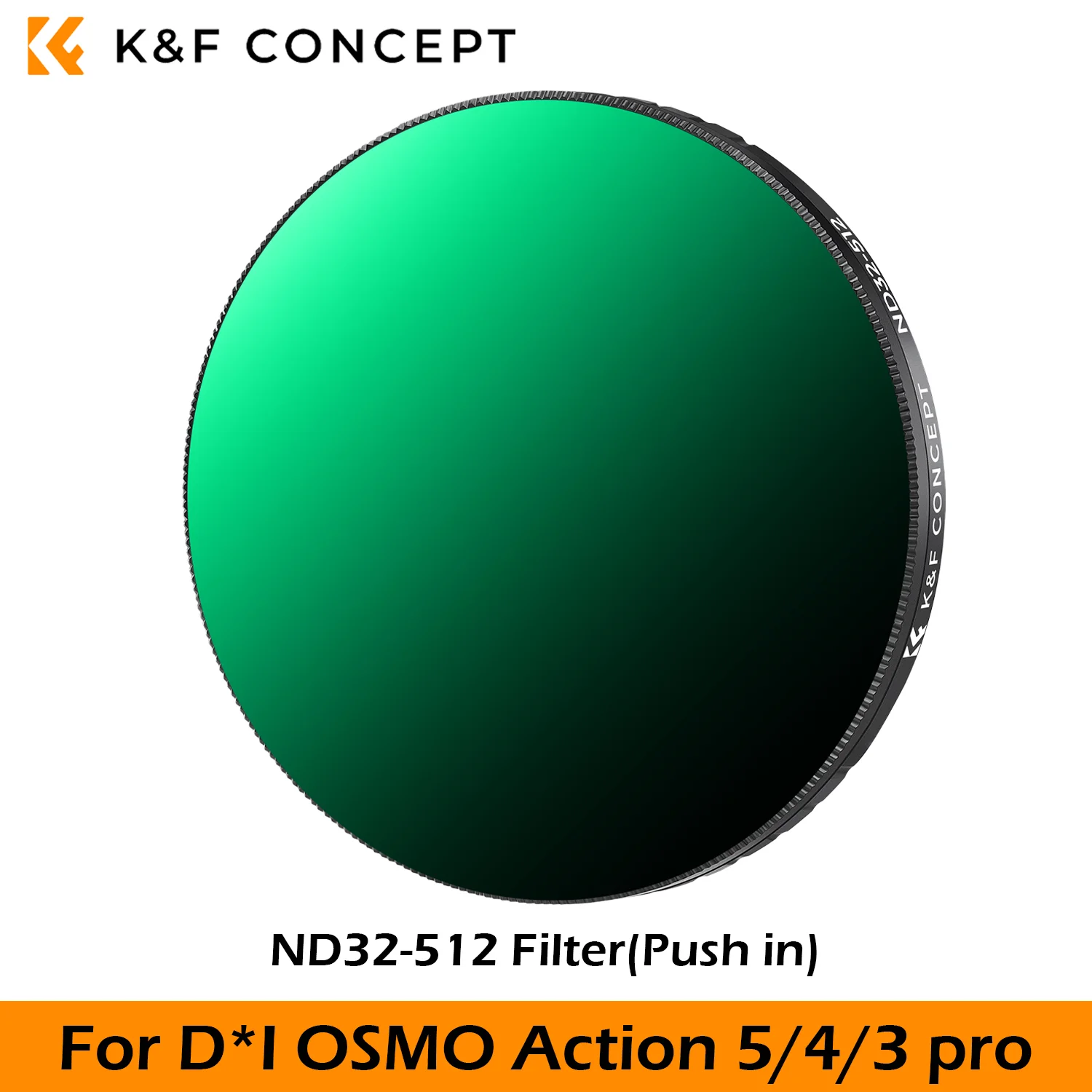 K&F CONCEPT Variabel ND32-512-filter voor DJI Osmo Action 5 Pro/4/3 Eenvoudige snap-on installatie Geen noodzaak om het originele filter te verwijderen