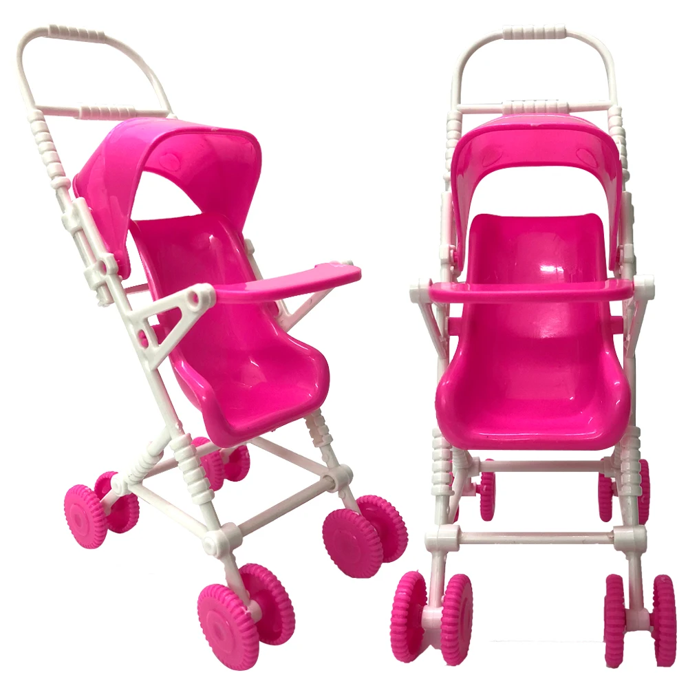 NK Official 1 Pcs Pink Trolley Baby Stroller Mini Furniture 1/12 Dolls Accessories for Barbie Doll for Kelly Doll DIY Toys