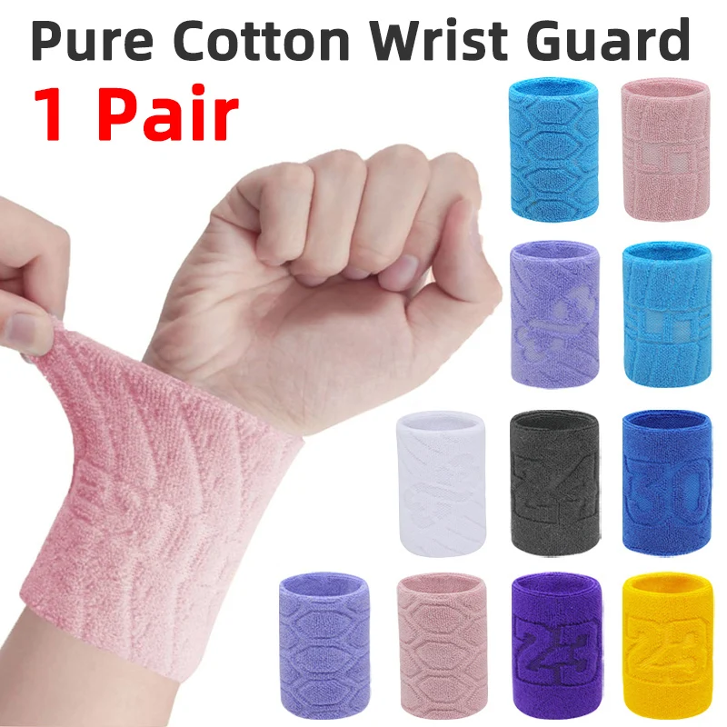 1 Pair Cotton Elastic Wristband Support Basketball Wrist Brace Nr24 30 Men Kids Gym Fitness Powerlifting Tennis Sweat Absorption