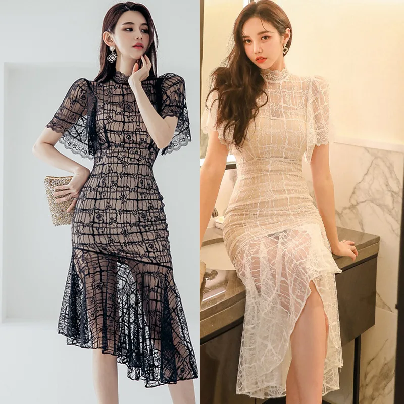 Modern Dance Lace Dresses Sexy Women Show Dance Wear Stage Costume Performance Outfit Nightclub Singer Costume Lyrical Dress