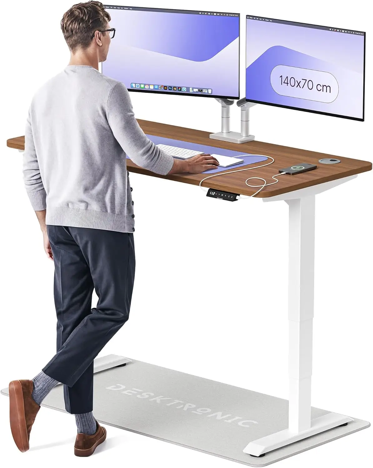 HomePro höhenverstellbarer Schreibtisch (140 x 70 cm) – höhenverstellbarer elektrischer Schreibtisch
