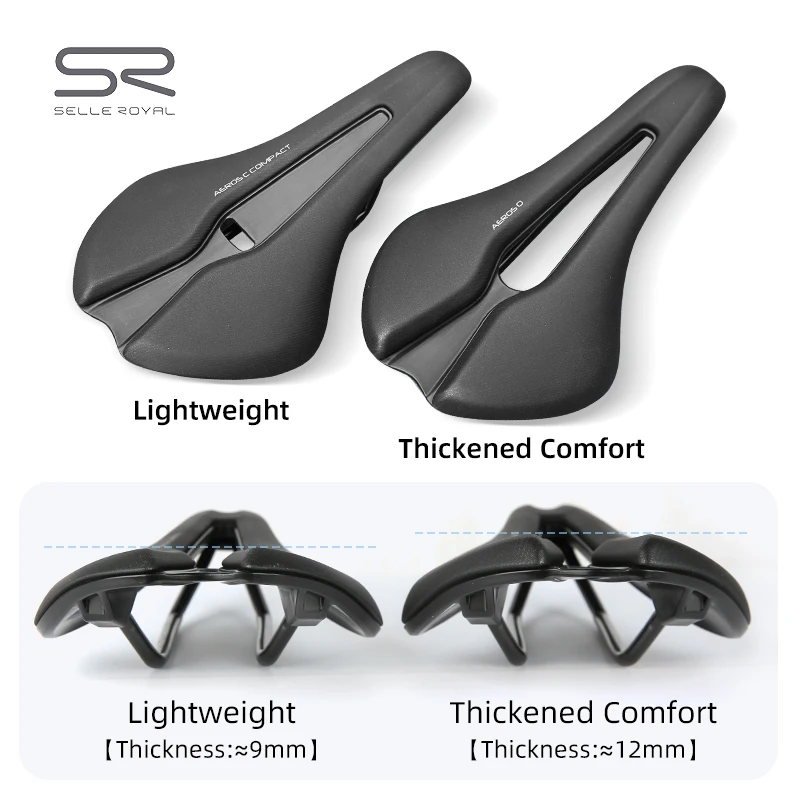 SELLE ROYAL AEROS Bicycle Hollow Saddle Thicked and Lightweight CRMO Guide Rail Short Nose Design Breathable Bike Cushion