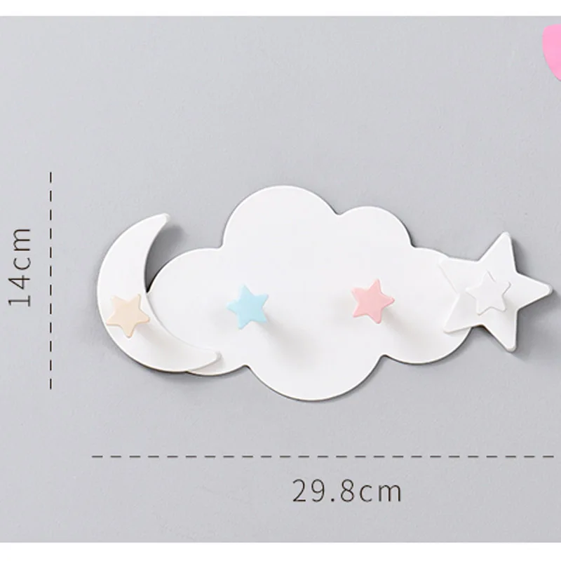 Creative Cute Star Moon Cloud Shape Nail-free Wall Clothes Hooks Kids Room Decorative Key Hanging Hanger Kitchen Storage Hook