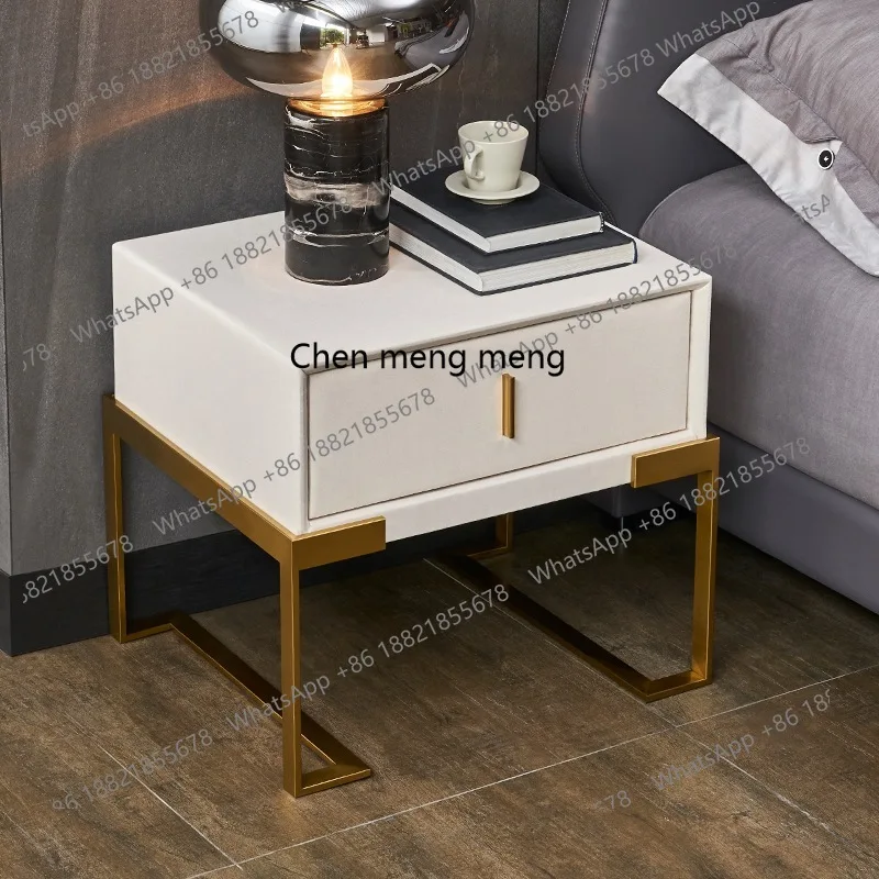 

Italian light luxury bedside table Nordic ins simple modern bedroom locker solid wood storage cabinet