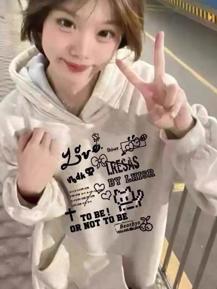 レトロアメリカンフィット パーカー レディース ルーズ ラジースタイル オーバーサイズ フェイスラインド シエンデッド アウターウェア 秋冬