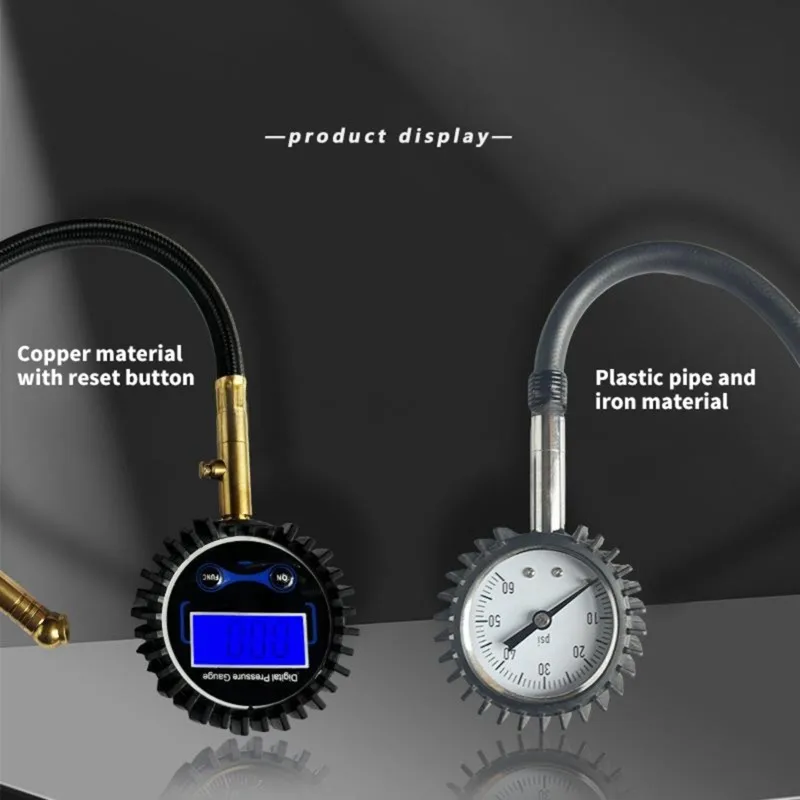 NEW HOT In Stock-Digital Tire Pressure Gauge 0-250 PSI Portable Durable Car Tire Monitoring Tool Extended Gourd Head Design