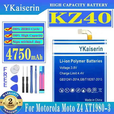 4750mAh High-Capacity For Motorola Moto Z4 XT1980-3 Mobile Phone Battery Premium Replacement KZ40