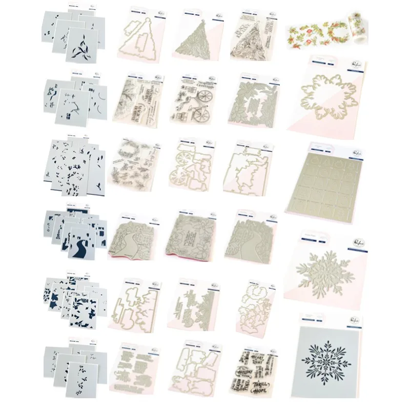 Holiday Foliage Tree Bicycle Flowers Street Snowflake Grid Metal Cutting Dies Stamp Stencil Hot Foil Diy Greeting Card 2024 New