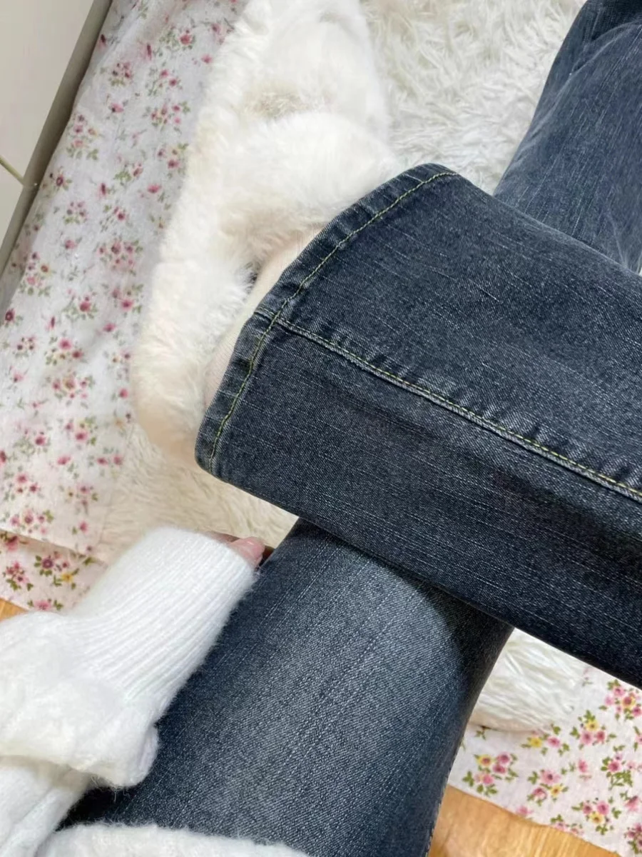 

plus Size Fce Lined Slim Fit Women's Jeans High Waist Straight Leg Bootcut Vintage Stretch Denim Pants Autumn Winter New S...