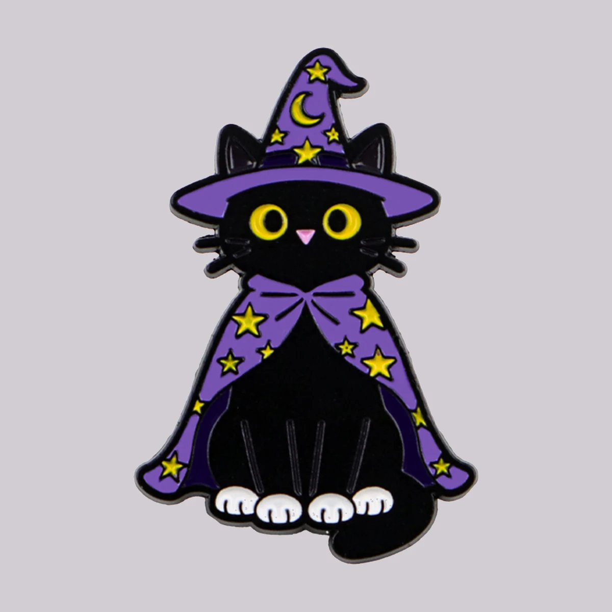 Magier schwarze Katze Emaille Pin süße Hexe Brosche Pines Anstecknadeln Abzeichen auf Rucksack Kleidung Accessoires Modeschmuck Geschenk