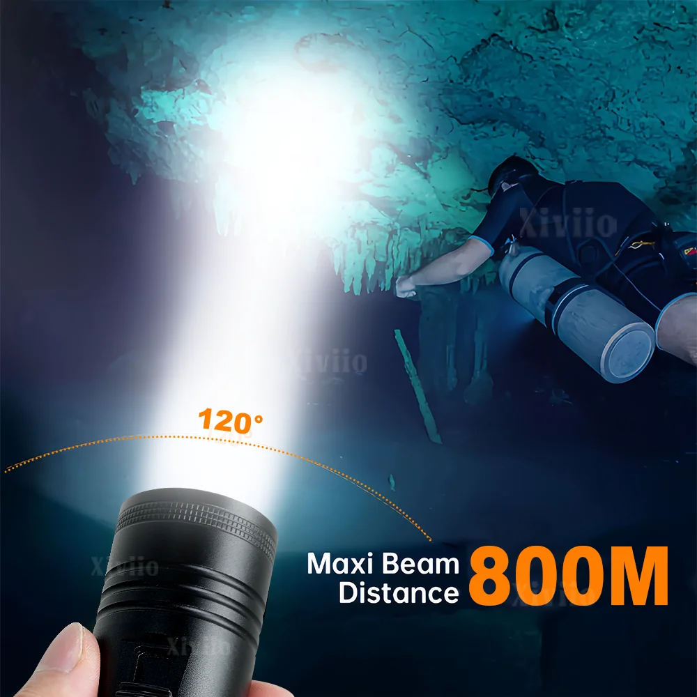 Professional Diving Flashlights Super Bright Scuba Diving Tactical Torch Powerful Underwater Lantern IPX8 Snorkeling Spearfishin