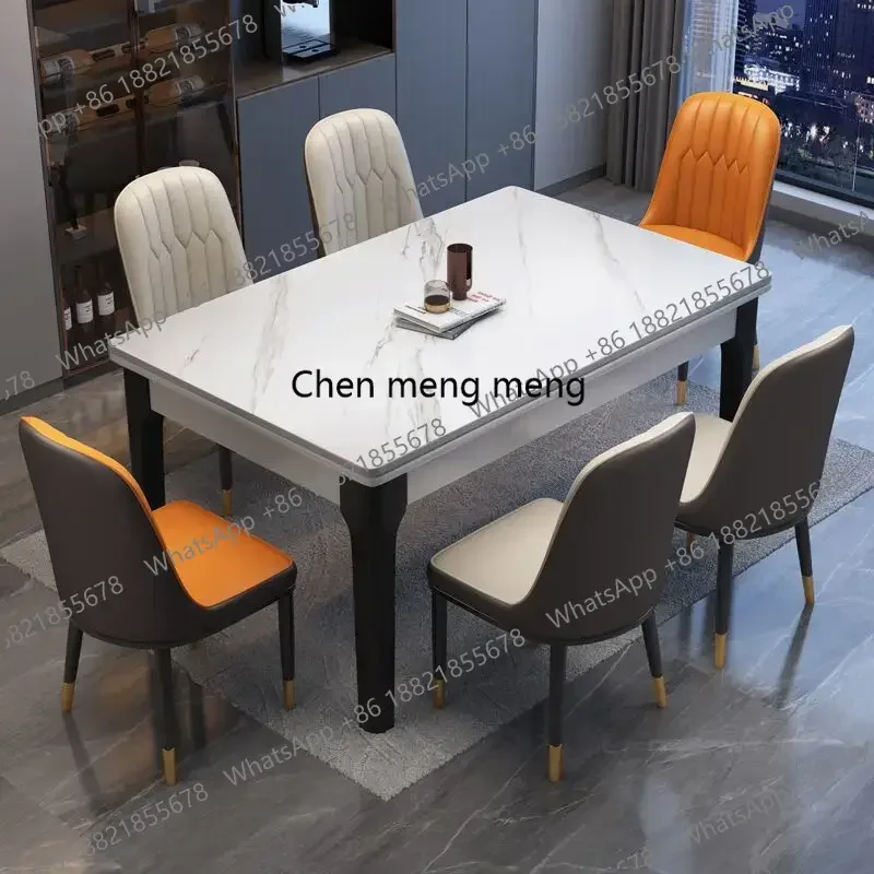 Mesa de Jantar Retangular de Luxo F150 em Mármore, Estilo Nórdico, para Cozinha e Sala de Jantar, com Pernas Modernas, Móveis de Jardim