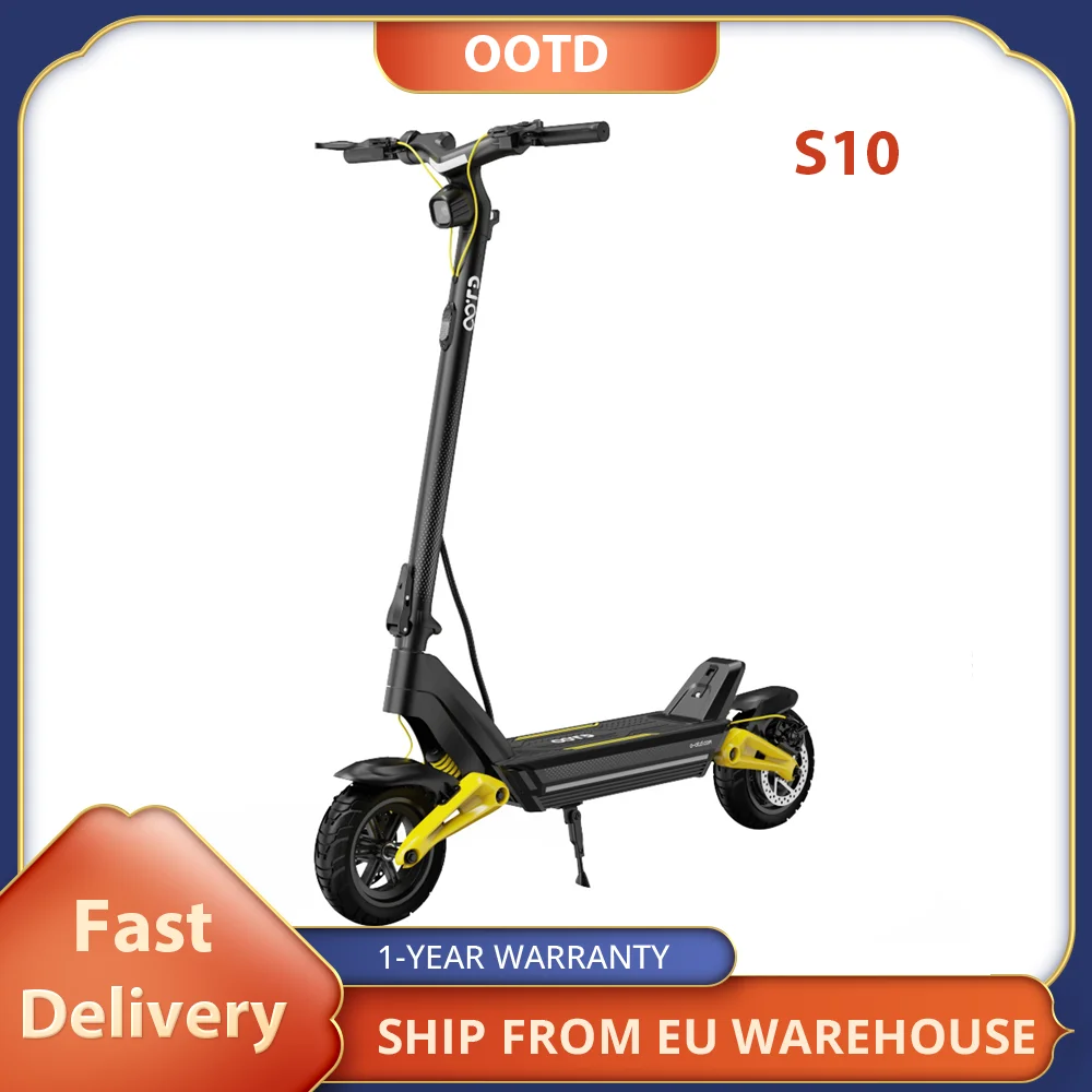 OOTD S10 Electric Scooter, 1400W Motor, 10-inch Tires Escooter, 48V 20AH Battery, 55km/h Max Speed, 60-70km Range, Disc Brake