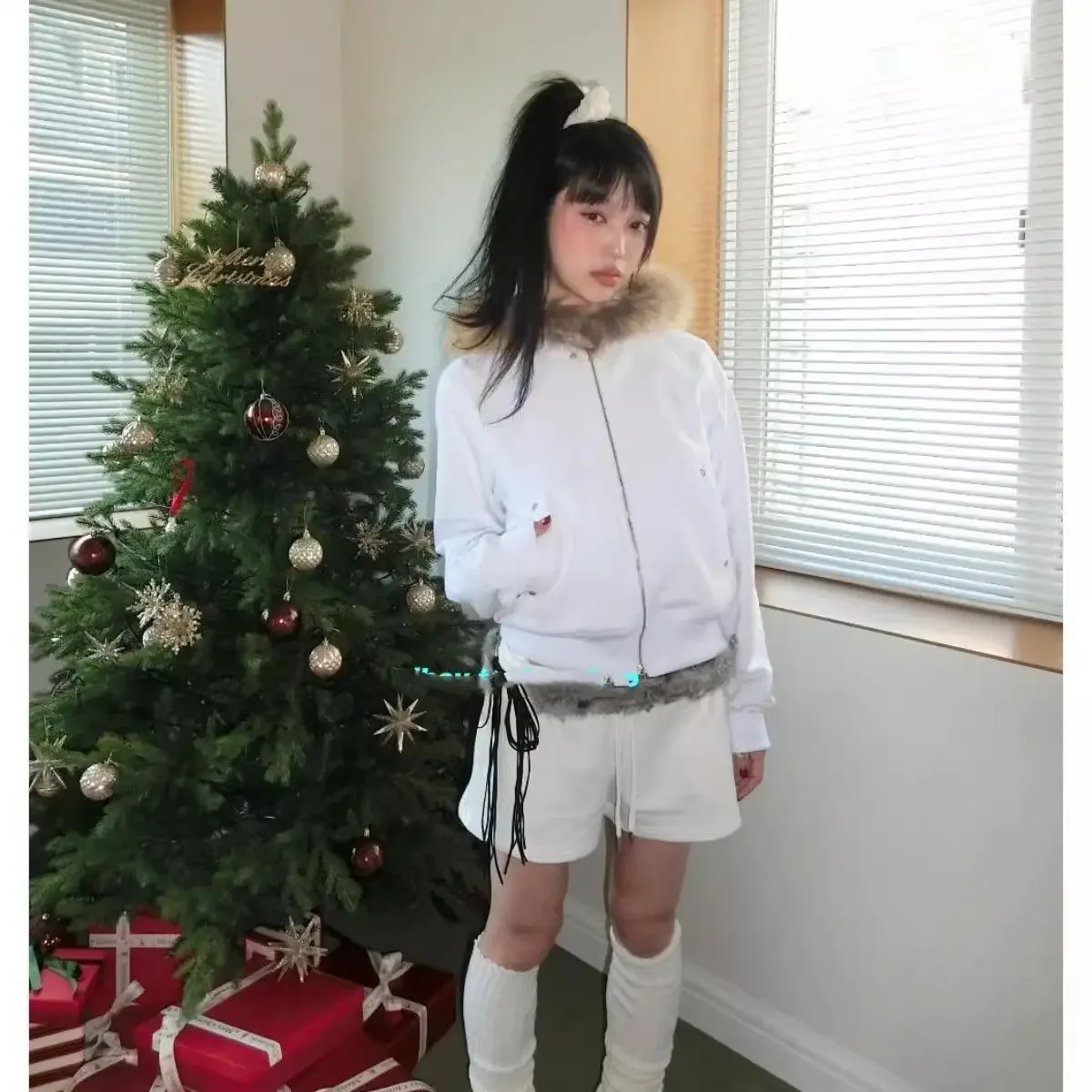 2024 New Loose Hoodie Coat Women Y2k Long Sleeve Double Zipper Jacket Female Korean Fashion Vintage Slim Fit Jackets Coat 2024