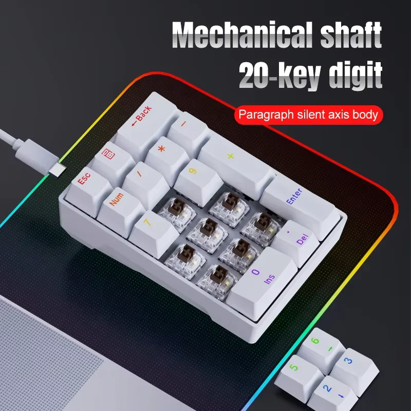 YF20 ミニキーボードメカニカルテンキーキーボード有線ラップトップ外部キーパッドミニオフィスポータブルキーパッド男のギフト Chilrdren ギフト