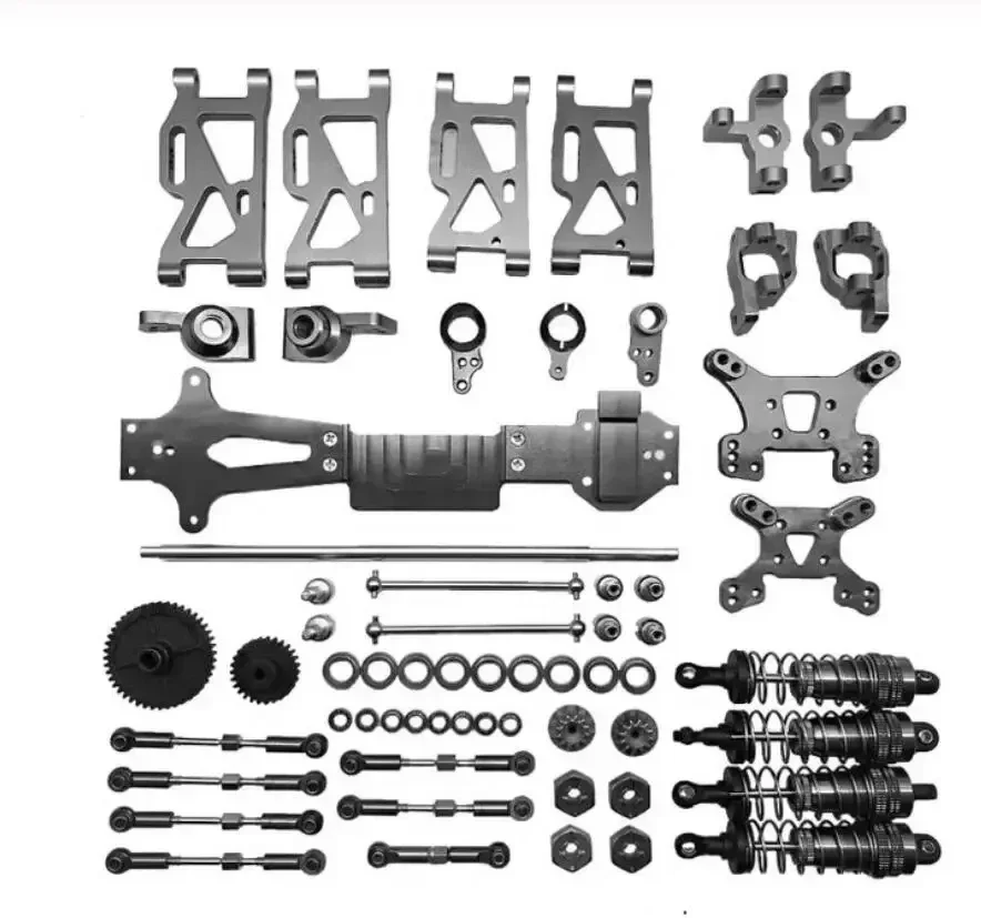 WLtoys 144001   RC 자동차 금속 업그레이드 예비 부품 스윙 암 스티어링 컵 후면 휠베이스 2층 드라이브 샤프트 감속 기어
