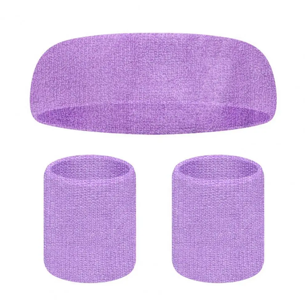 Sweatband Three Piece Set Sports Headband Sports Wristbands Tennis Sweat Bands Wrist Guard Gym Fitness Headband Wristband Set