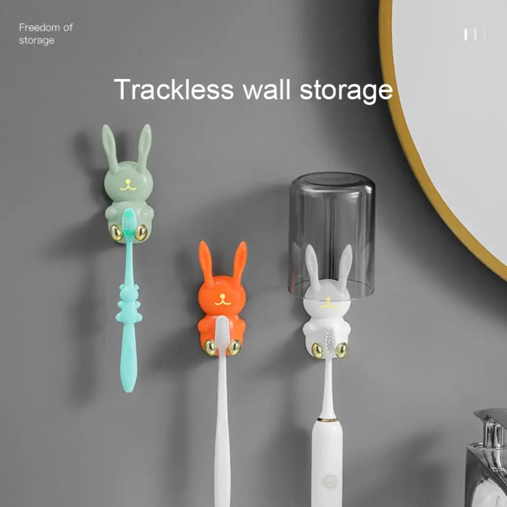 1/2/3PCS Wall Rack No-punch Non marking Cartoon Rabbit accessori da cucina all'ingrosso portaspazzolino