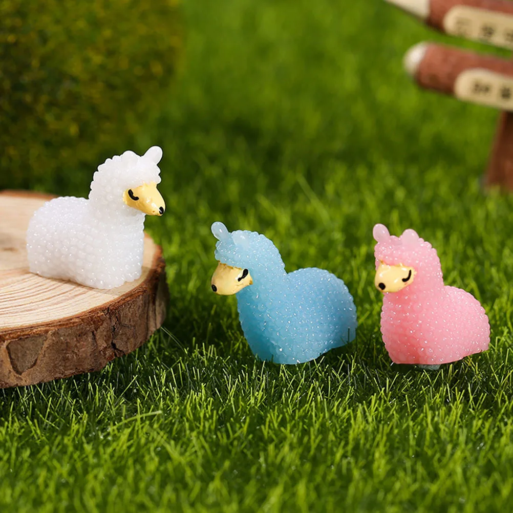 

20 Pcs The Animal Sculpture Alpaca Garden Decorations Home Resin Tiny Sheep