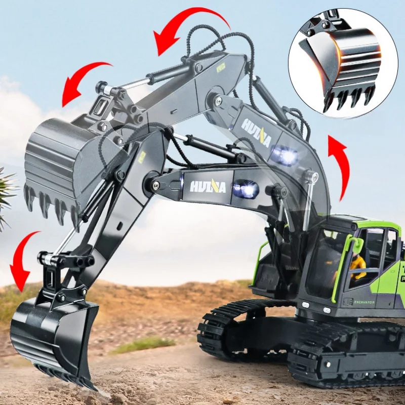 Simulation remote control excavator 13 channel remote control Alloy excavator 1:18 with smoke remote control car