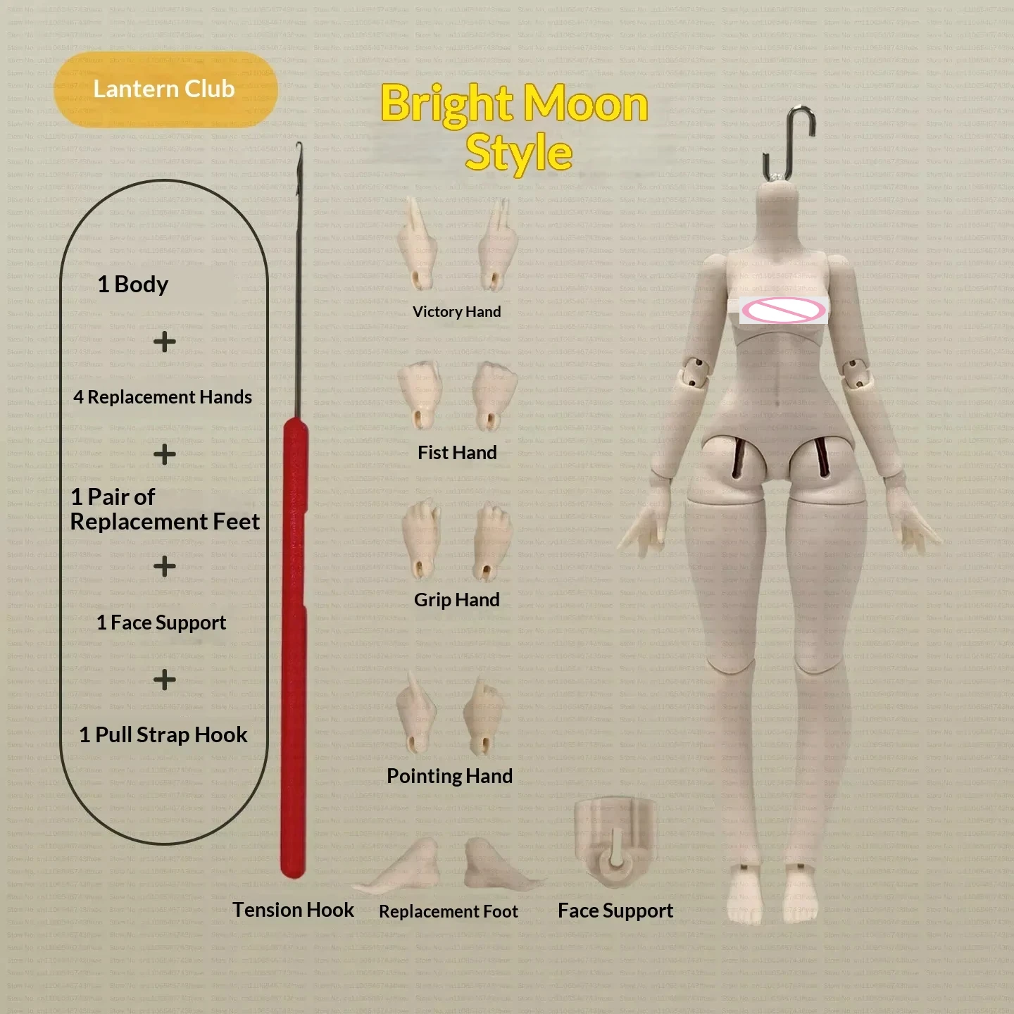 1/12 Lantern Cute Chibi BJD Moon Body Articulated Doll Body Compatible With GSC Nendoroid Head Fit OB11 Doll Outfit Shoes