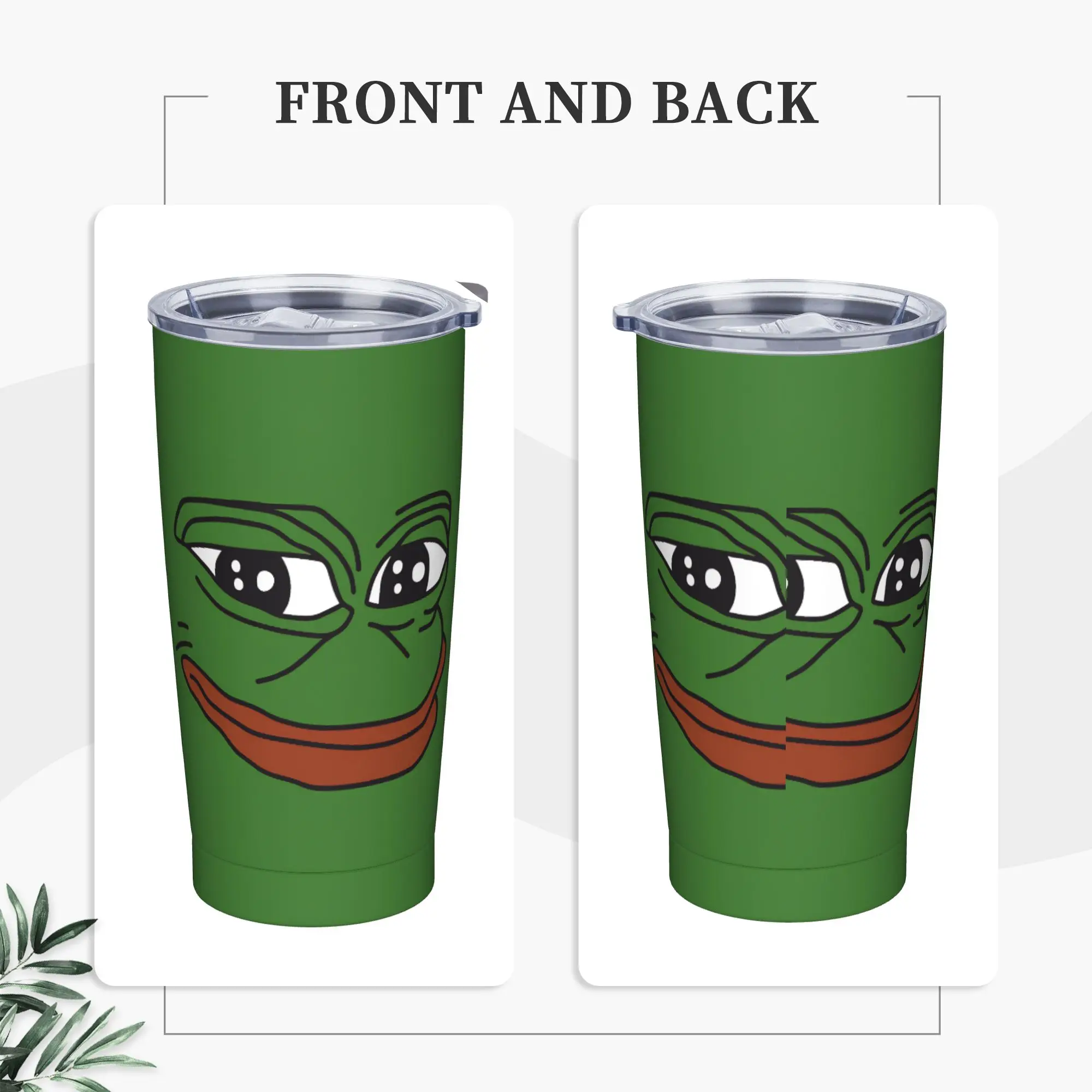 Sad Pepes Frog Tumbler Vacuum Insulated Stupid Meme Coffee Cups Vacuum Flask Double Wall Mug Hot Cold Drink, 20oz