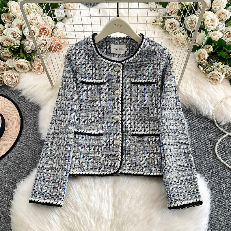 

Autumn 2026 Long Sleeves Metal Button Multicolor Chic Jackets Ladies Elegant Workwear Coat French Fashion OL Overcoat